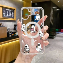 Load image into Gallery viewer, Magnetic Halloween Ghost Print Phone Case for Samsung Galaxy S21 S22 S23 S24 S25 Plus Ultra S21 FE Wireless Charge Acrylic Cover

