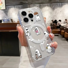 Load image into Gallery viewer, Magnetic Halloween Ghost Print Phone Case for Samsung Galaxy S21 S22 S23 S24 S25 Plus Ultra S21 FE Wireless Charge Acrylic Cover
